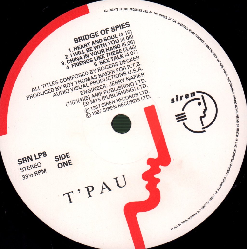T'PAU - Bridge Of Spies - Lp