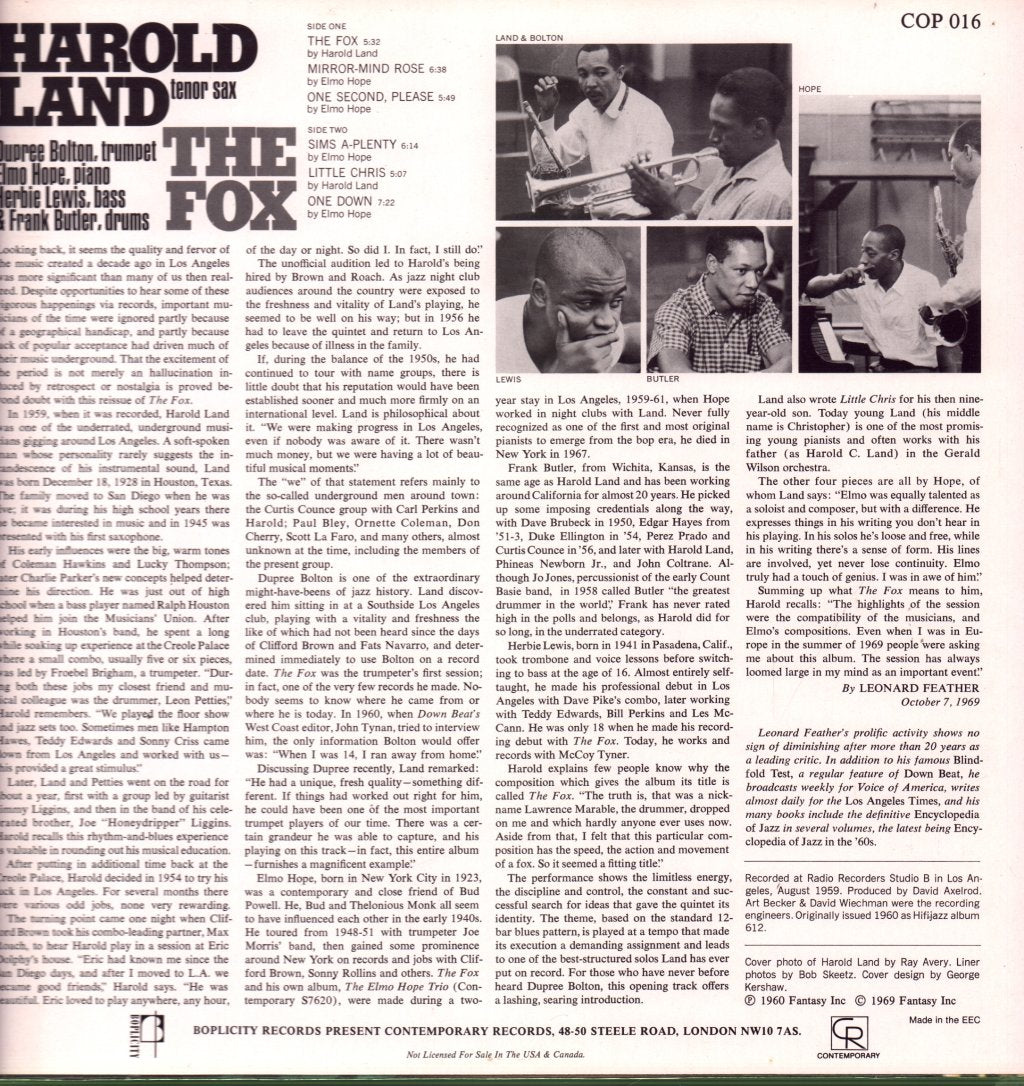 Harold Land - Fox - Lp