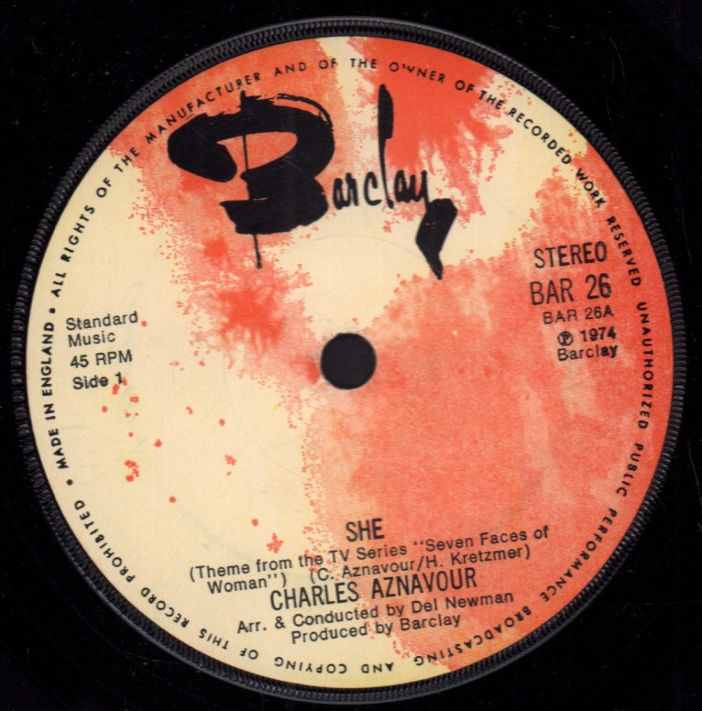 Charles Aznavour - She - 7 Inch