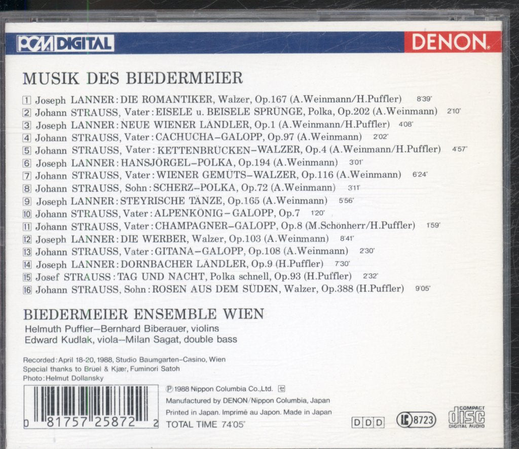 Biedermeier Ensemble Wien - Musik Des Biedermeier - Cd