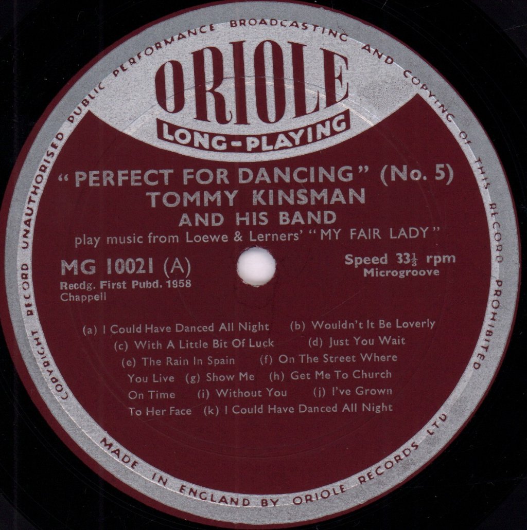 Tommy Kinsman And His Band - Perfect for Dancing no.5 Music from My Fair Lady - 10 Inch