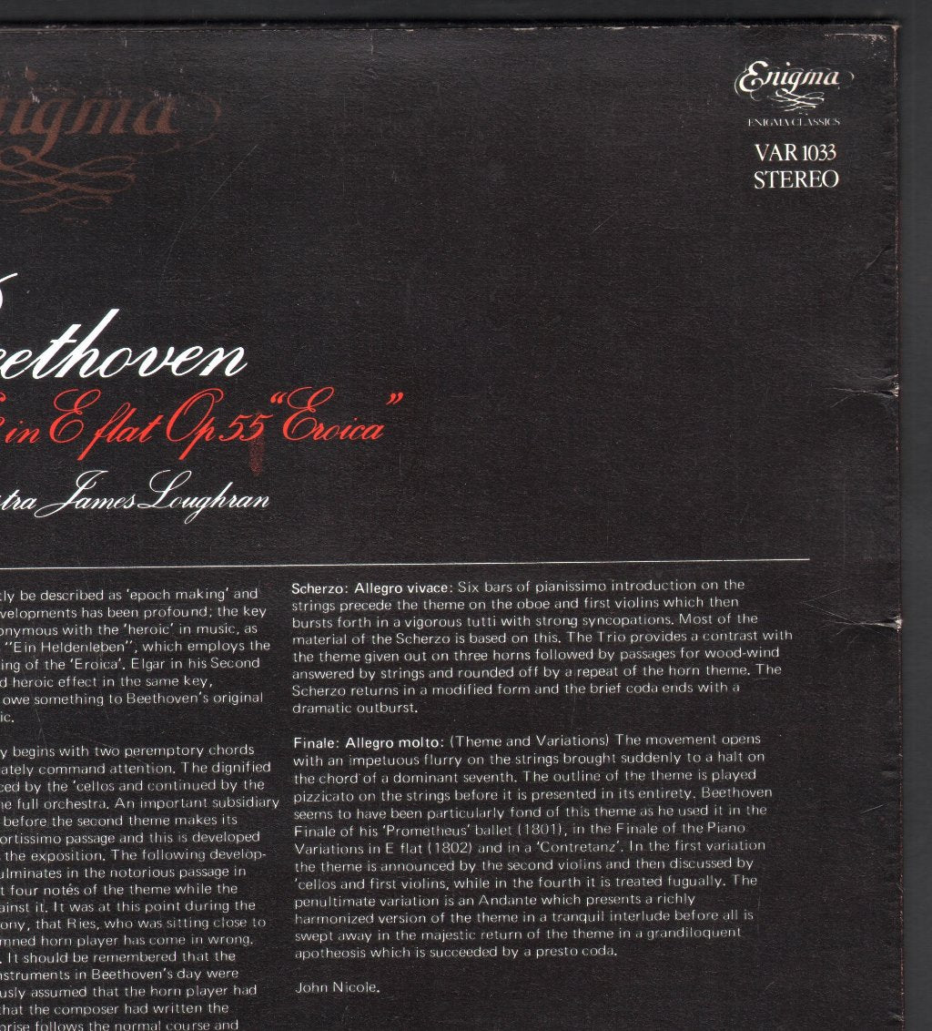 James Loughran / Halle Orchestra - Beethoven - Symphony No.3 In E Flat Op.55 "Eroica" - Lp