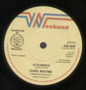 Carl Wayne - Hi Summer - 7 Inch
