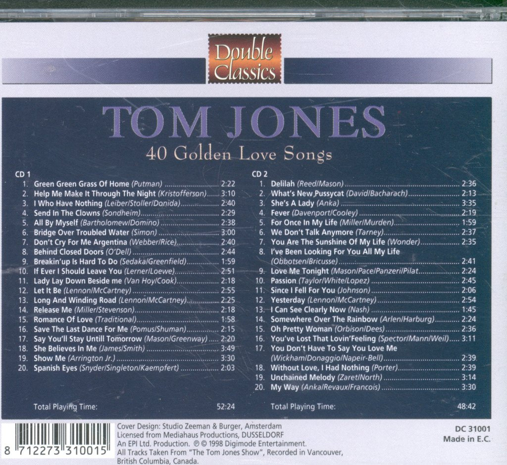 Tom Jones - 40 Golden Love Songs - Double Cd