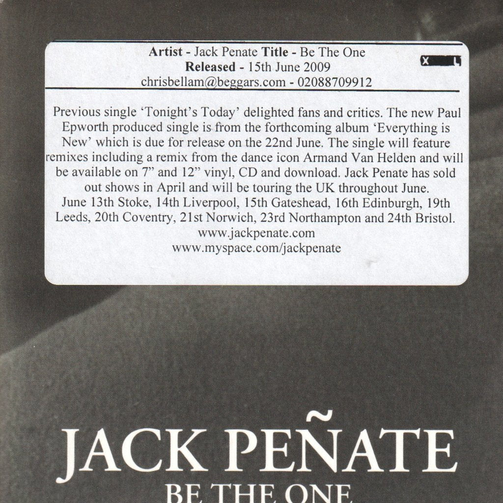 Jack Penate - Be The One - Cdr