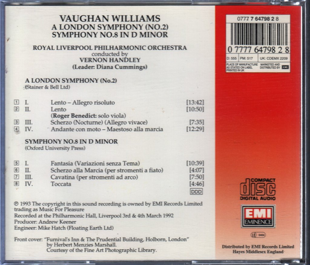 Royal Liverpool Philharmonic Orchestra - A London Symphony • Symphony No.8 In D Minor - Cd