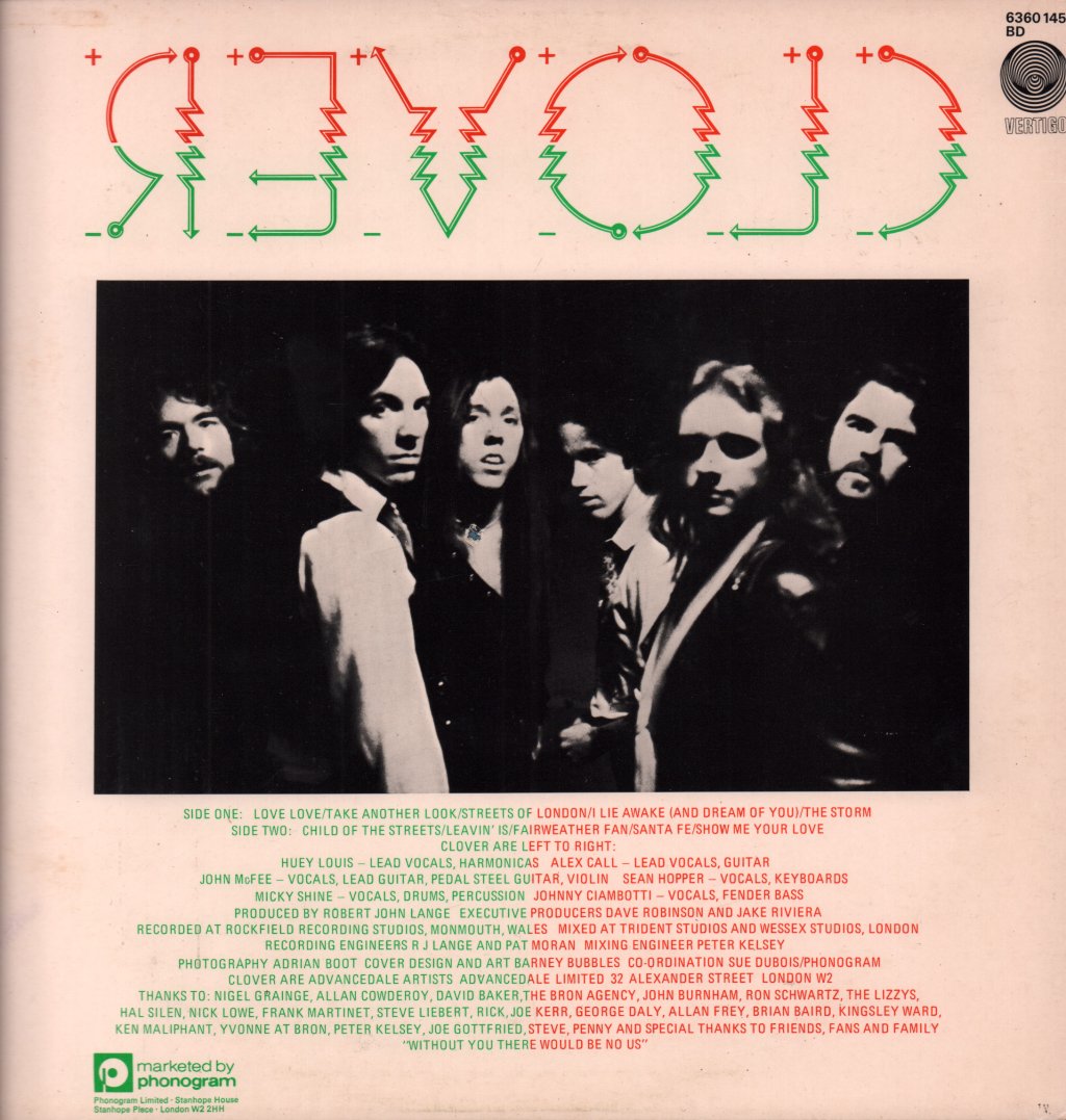 Clover (70'S Rock Group Featuring Huey Lewis) - Unavailable - Lp