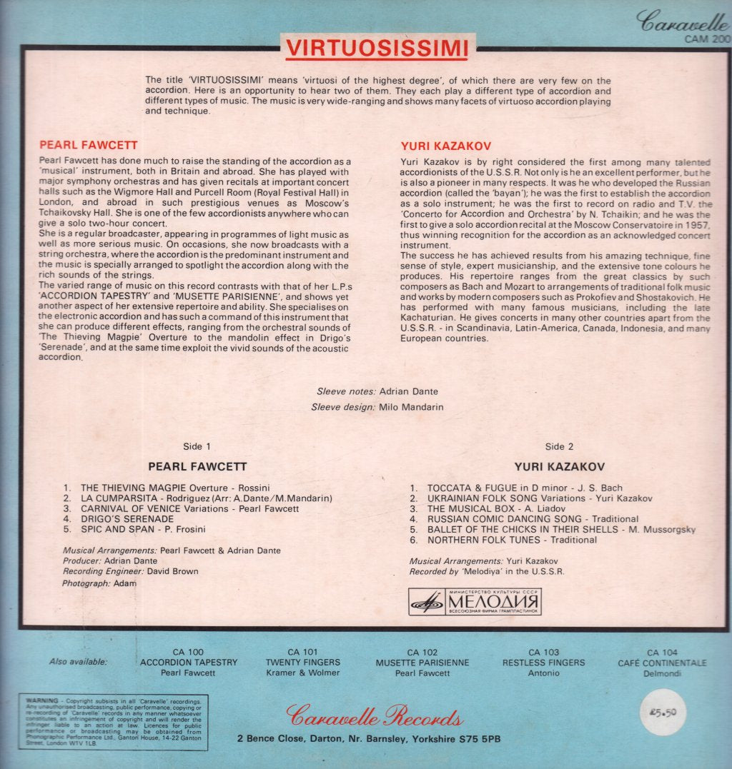 Pearl Fawcett / Yuri Kazakov - Virtuousissimi - Lp