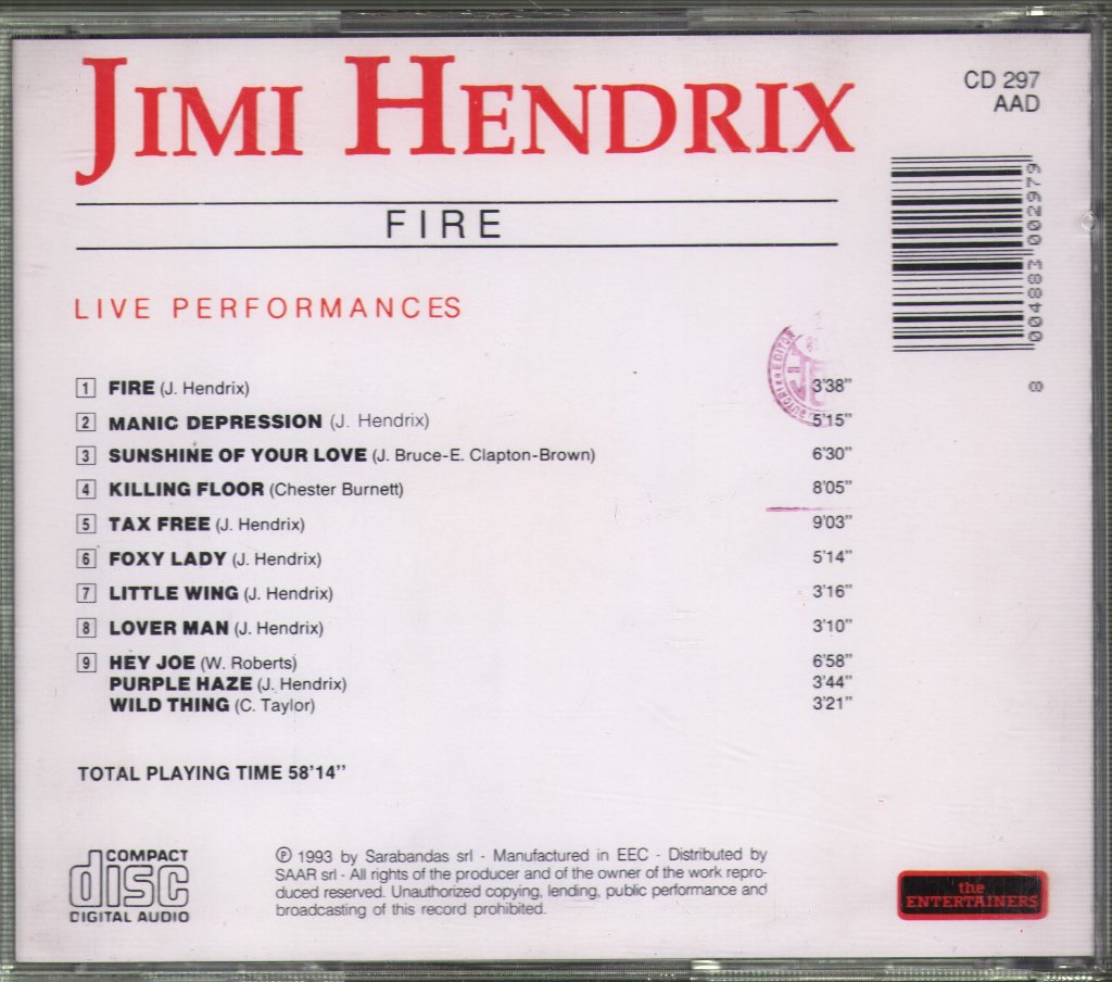 Jimi Hendrix - Fire - Cd