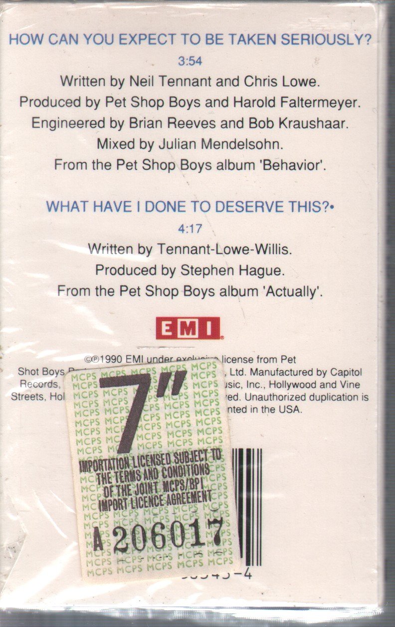 Pet Shop Boys - How Can You Expect To Be Taken Seriously? - Cassette