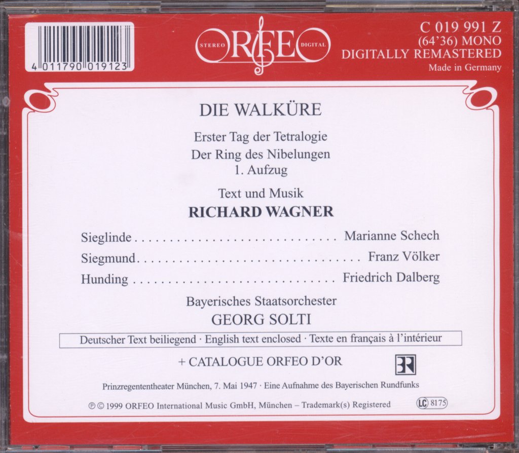 Georg Solti - Wagner - Die Walküre - Cd