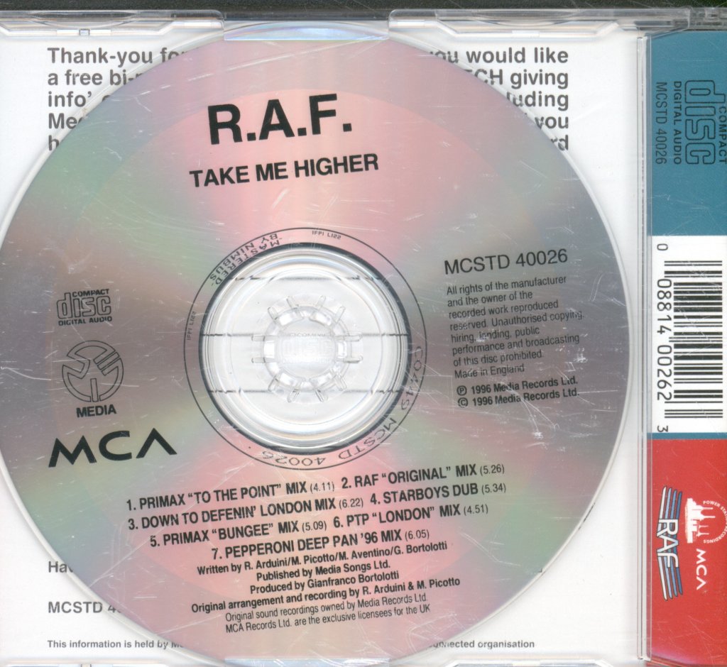 R.A.F. - Take Me Higher - Cd