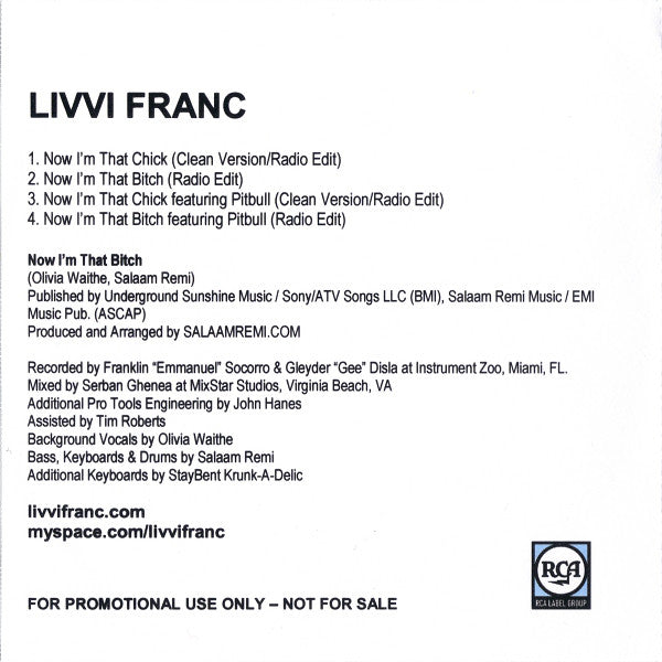 Livvi Franc - Now I'm That Bitch - Cdr