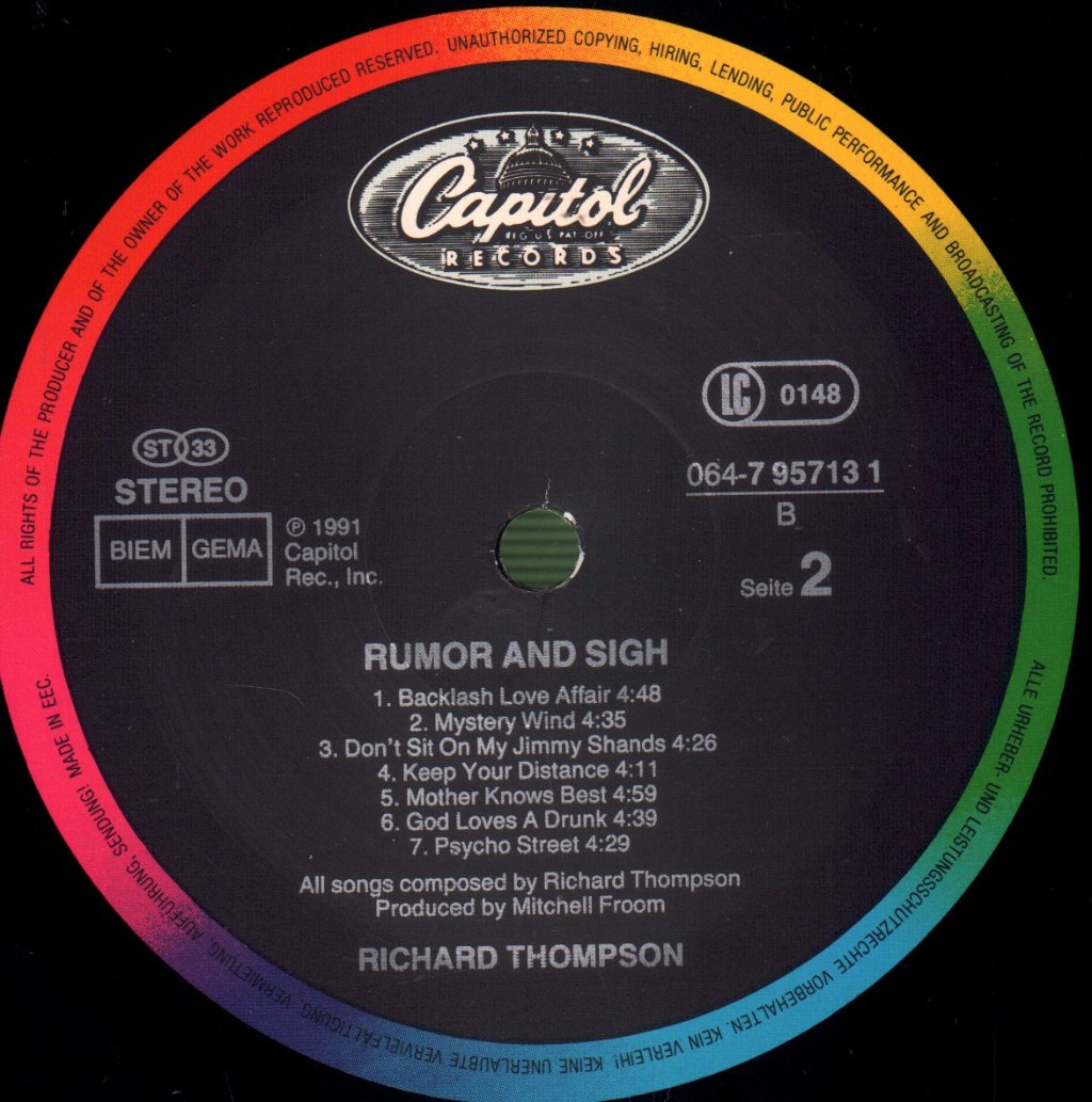 Richard Thompson - Rumor And Sigh - Lp