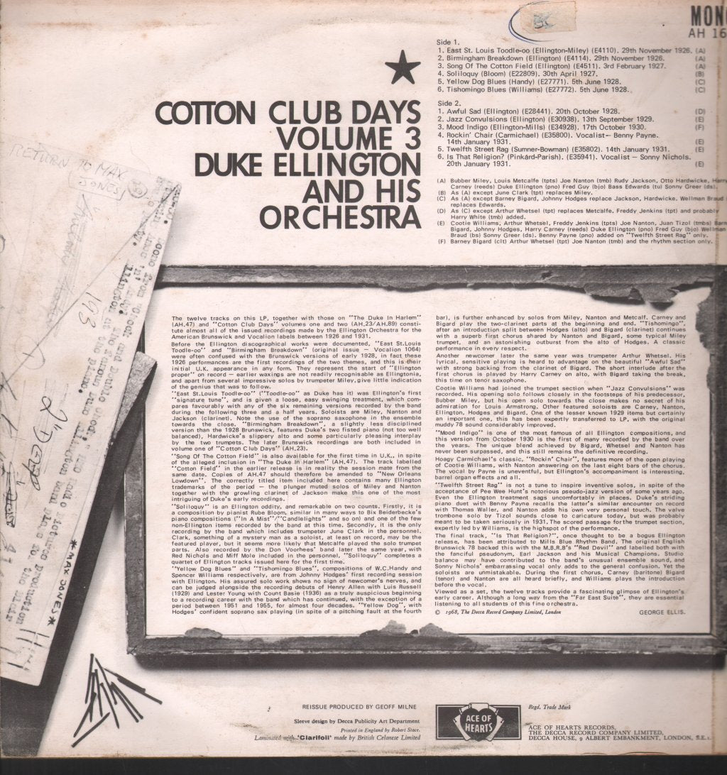 Duke Ellington And His Orchestra - Cotton Club Days Volume 3 - Lp