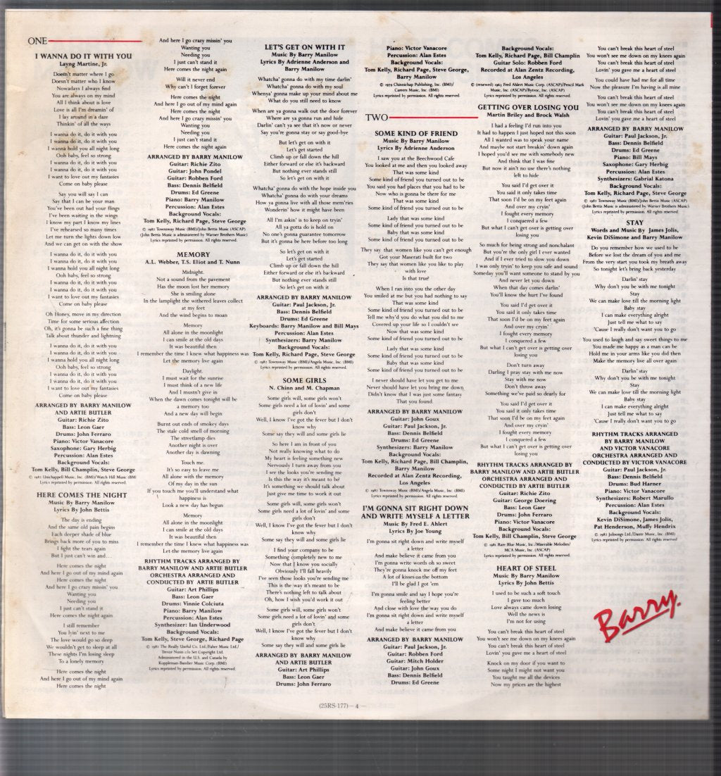 Barry Manilow - Here Comes The Night - Lp