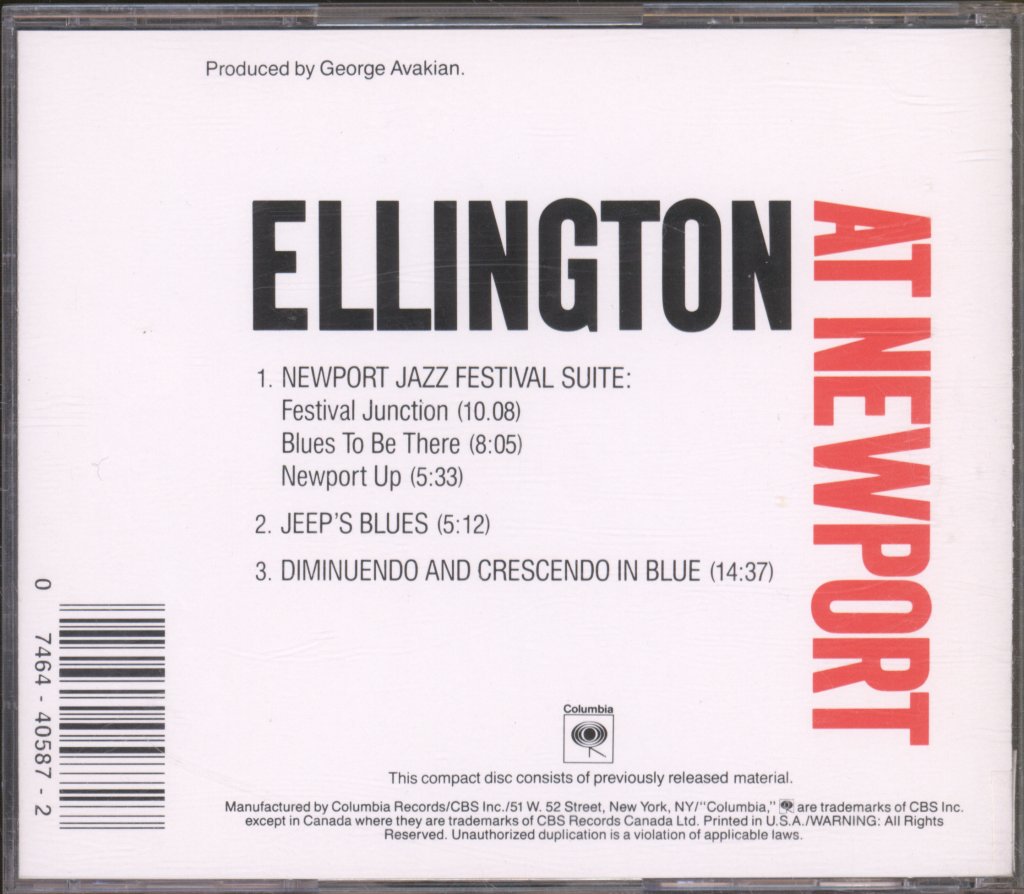 Duke Ellington And His Orchestra - Ellington At Newport - Cd