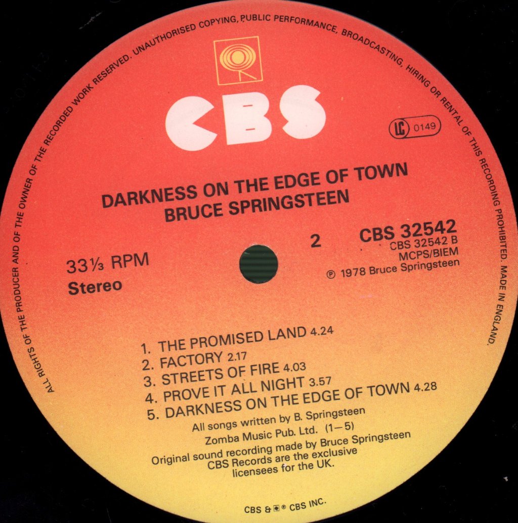 Bruce Springsteen - Darkness On The Edge Of Town - Lp