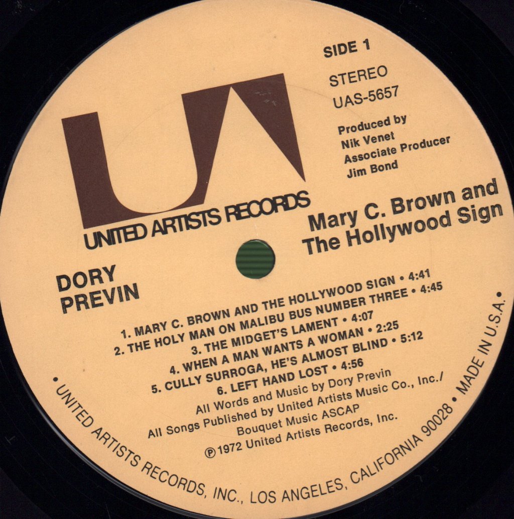 Dory Previn - Mary C Brown And The Hollywood Sign - Lp