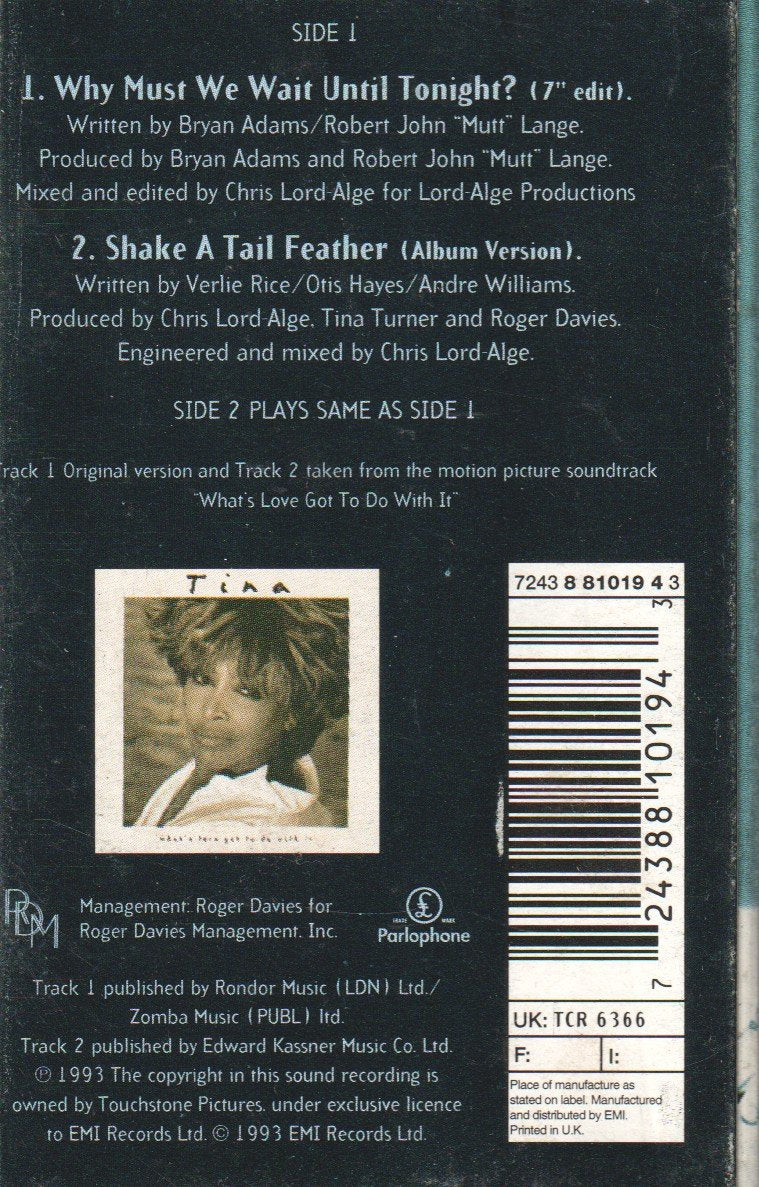 Tina Turner - Why Must We Wait Until Tonight - Cassette