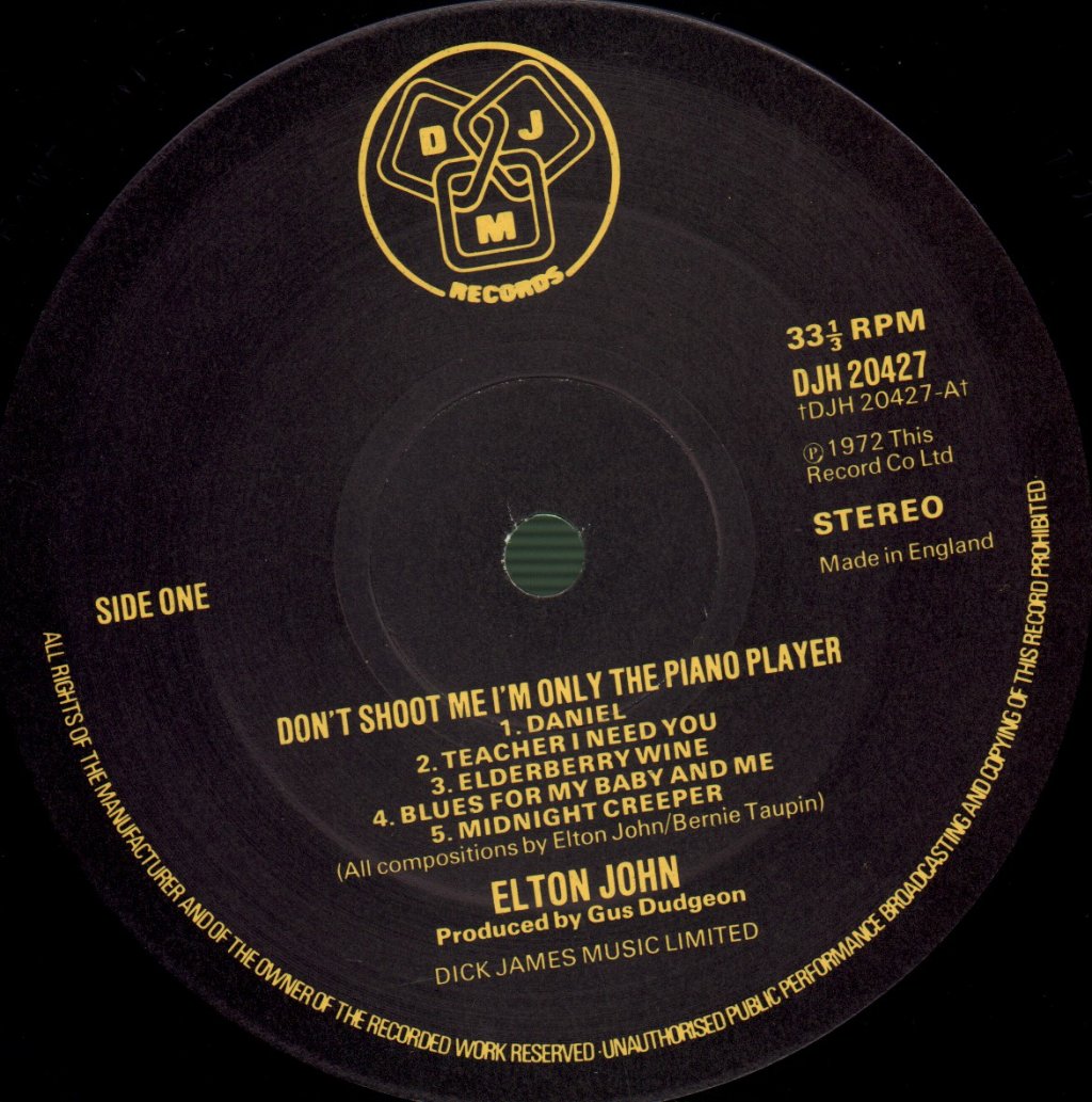Elton John - Don't Shoot Me I'm Only The Piano Player - Lp