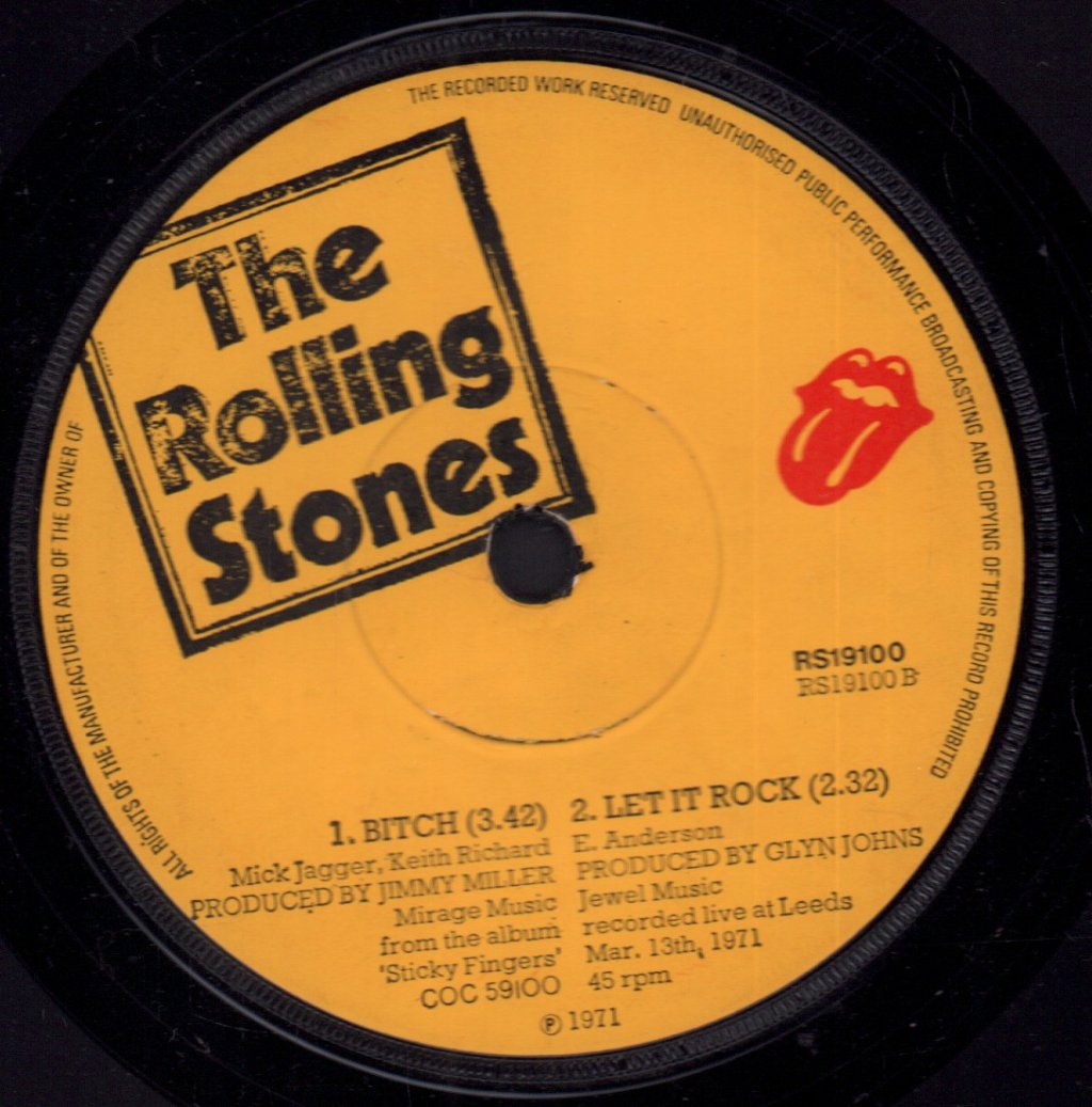 Rolling Stones - Brown Sugar / Bitch / Let It Rock - 7 Inch