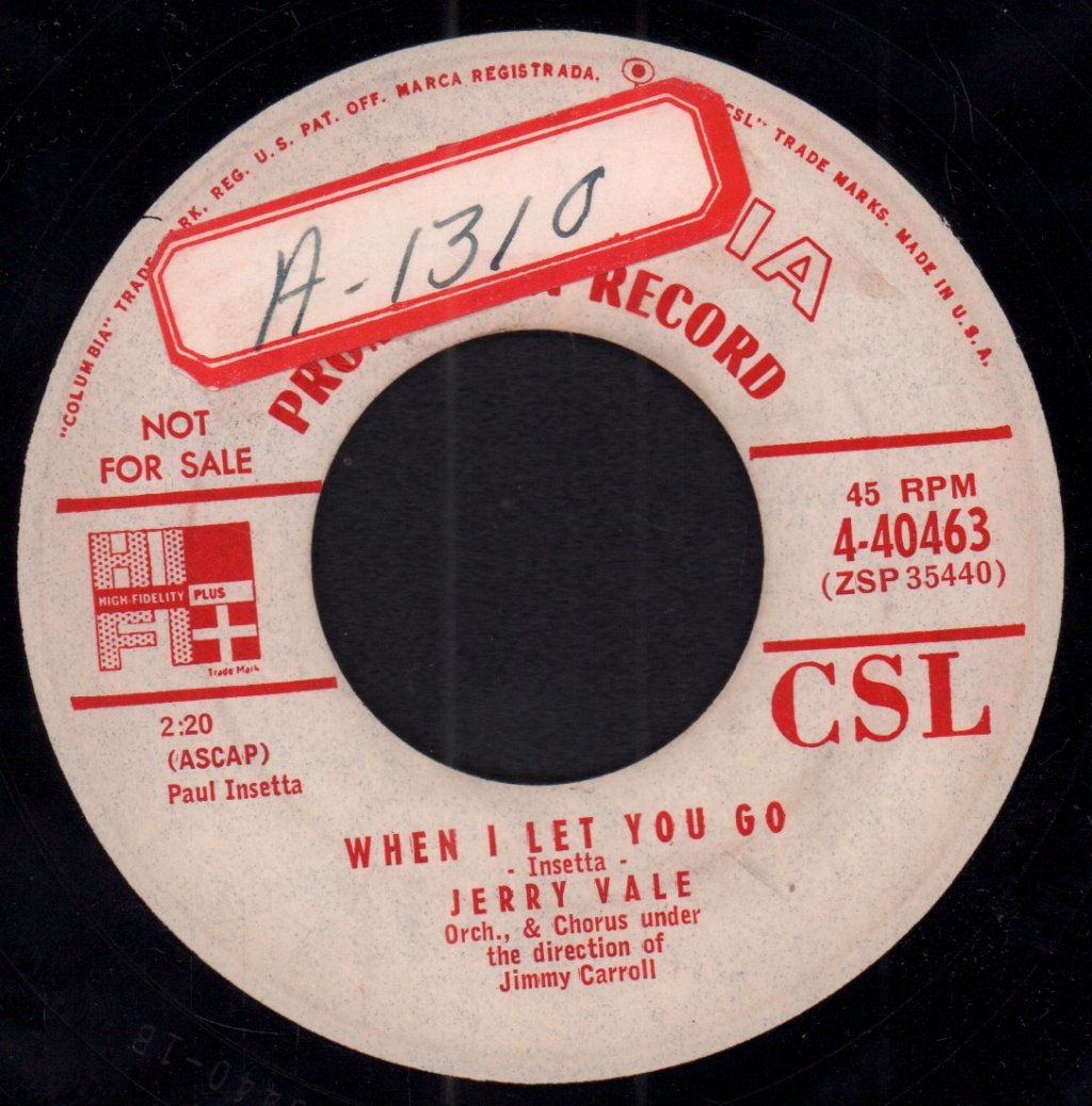 Jerry Vale - When I Let You Go - 7 Inch