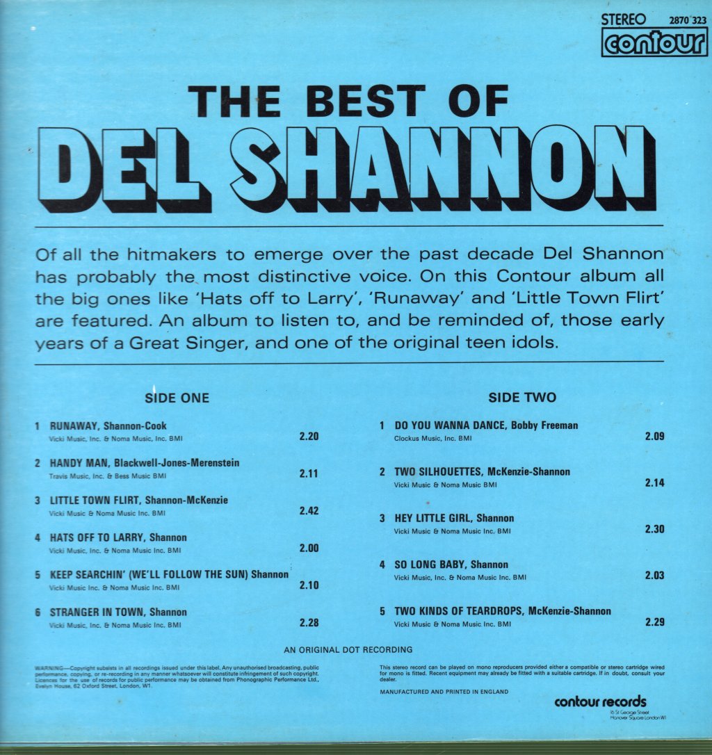 Del Shannon - Best Of - Lp