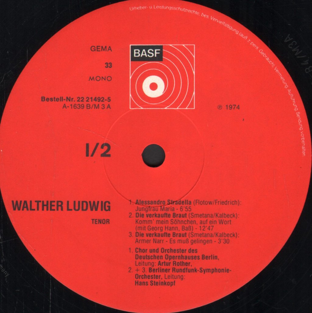 Walther Ludwig - Walther Ludwig Mit Irma Beilke, Maria Cebotari, Lore Hoffmann, Karl Schmitt-Walter, Georg Hann - Double Lp