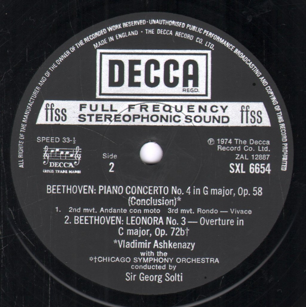 Vladimir Ashkenazy / Georg Solti / Chicago Symphony Orchestra - Beethoven - Piano Concerto No.4 / Leonora No.3 Overture - Lp