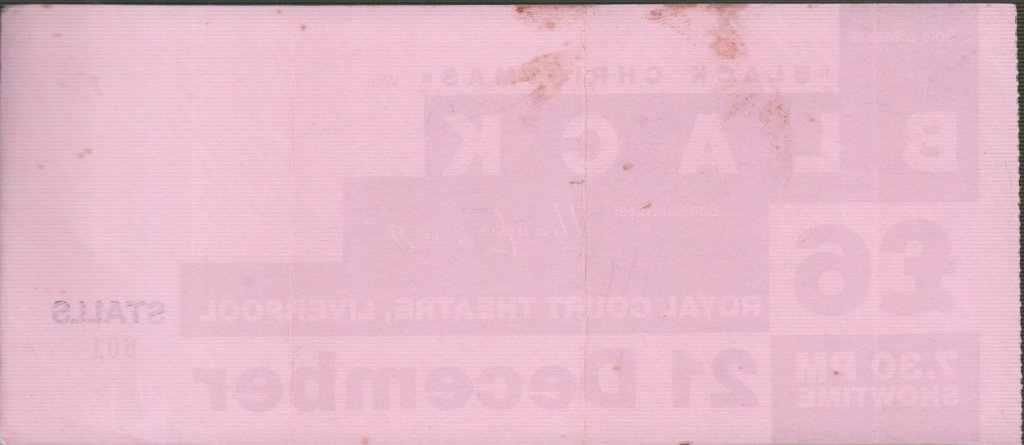 Black/Thomas Lang - Black Christmas, Royal Court Theatre Liverpool 21 December 1987 - Ticket