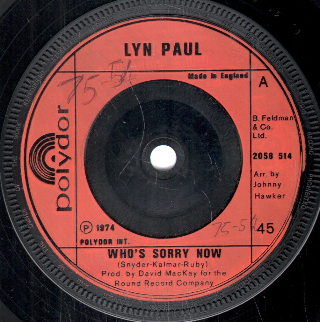Lyn Paul - Who's Sorry Now - 7 Inch