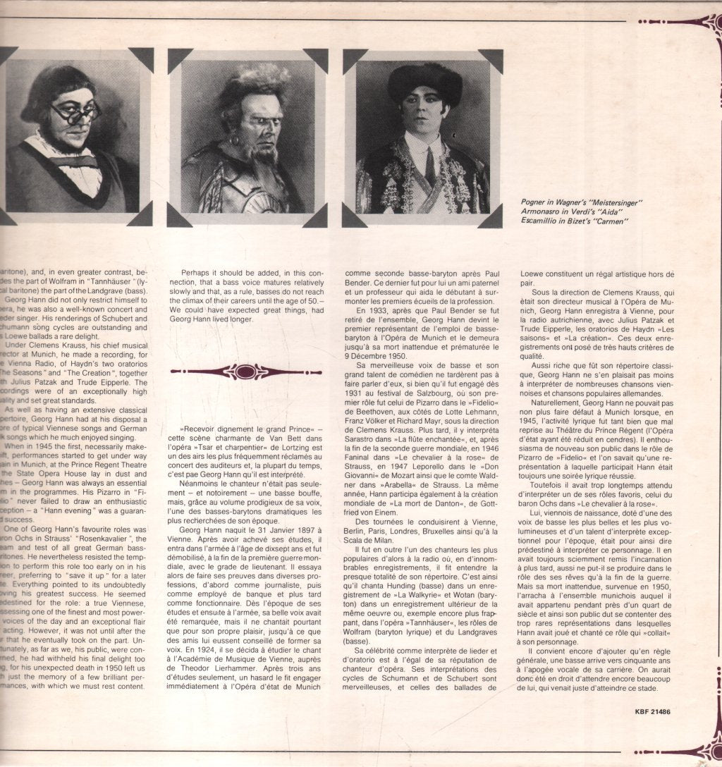 Georg Hann - Historical Performances From The Years 1938-1945 - Lp