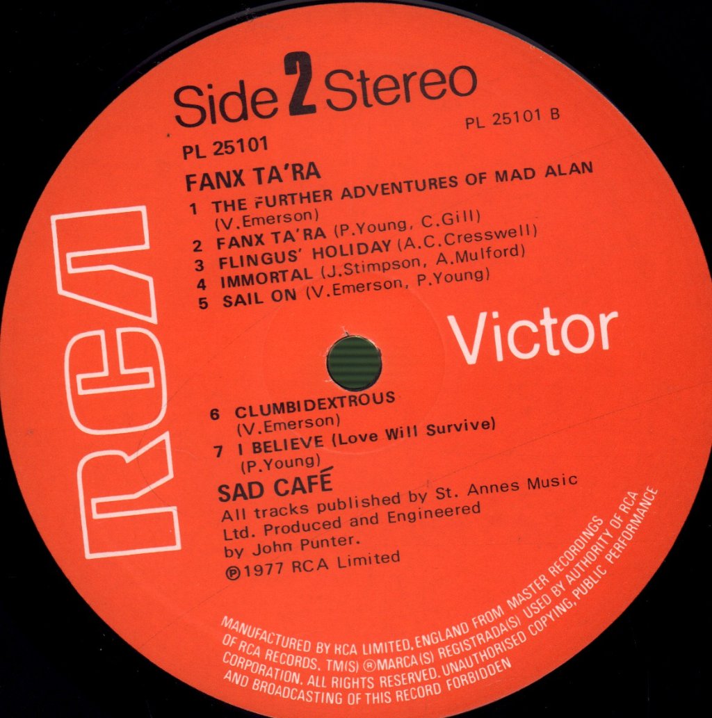 Sad Cafe - Fanx Ta'ra - Lp