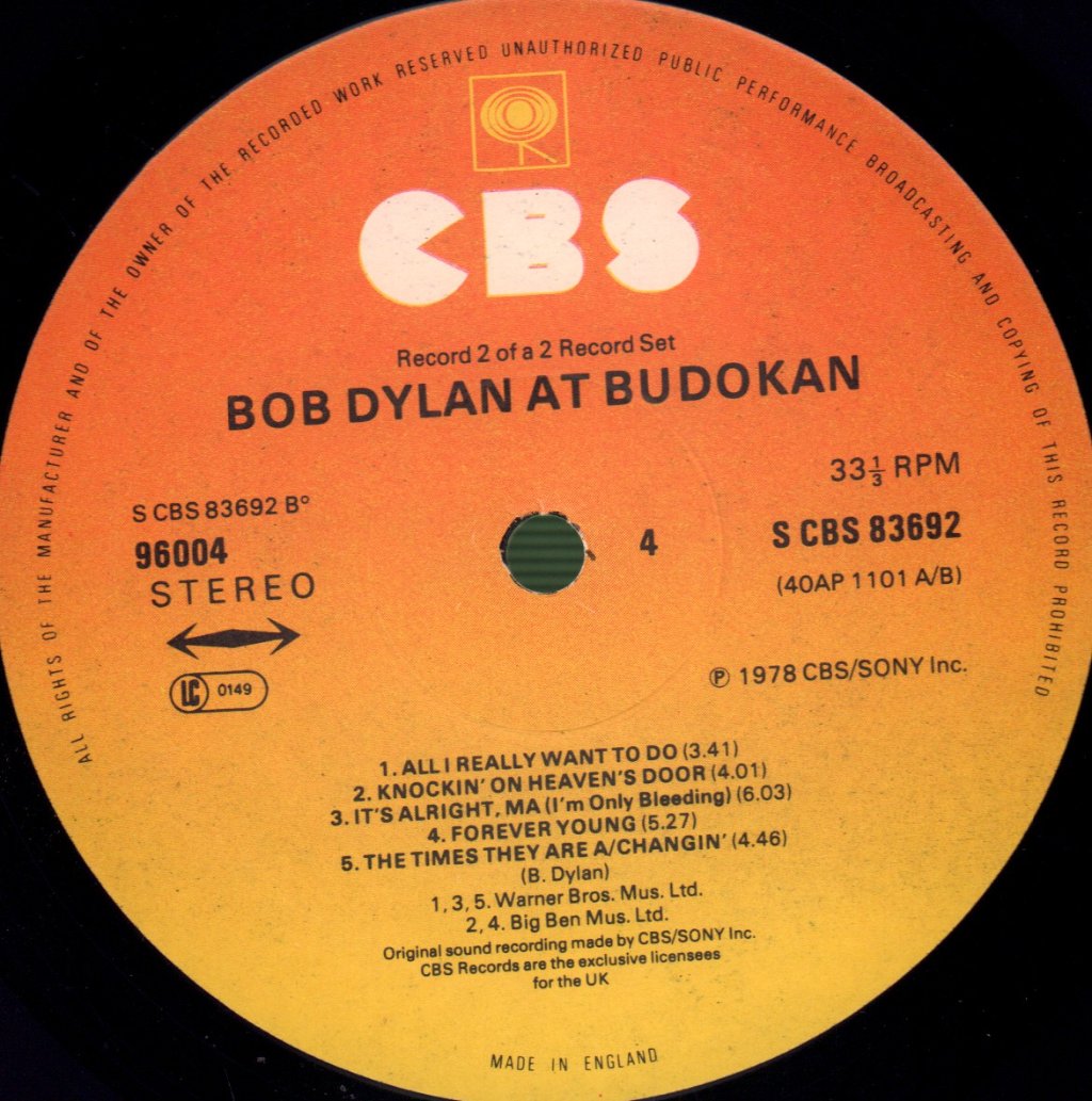 Bob Dylan - At Budokan - Double Lp
