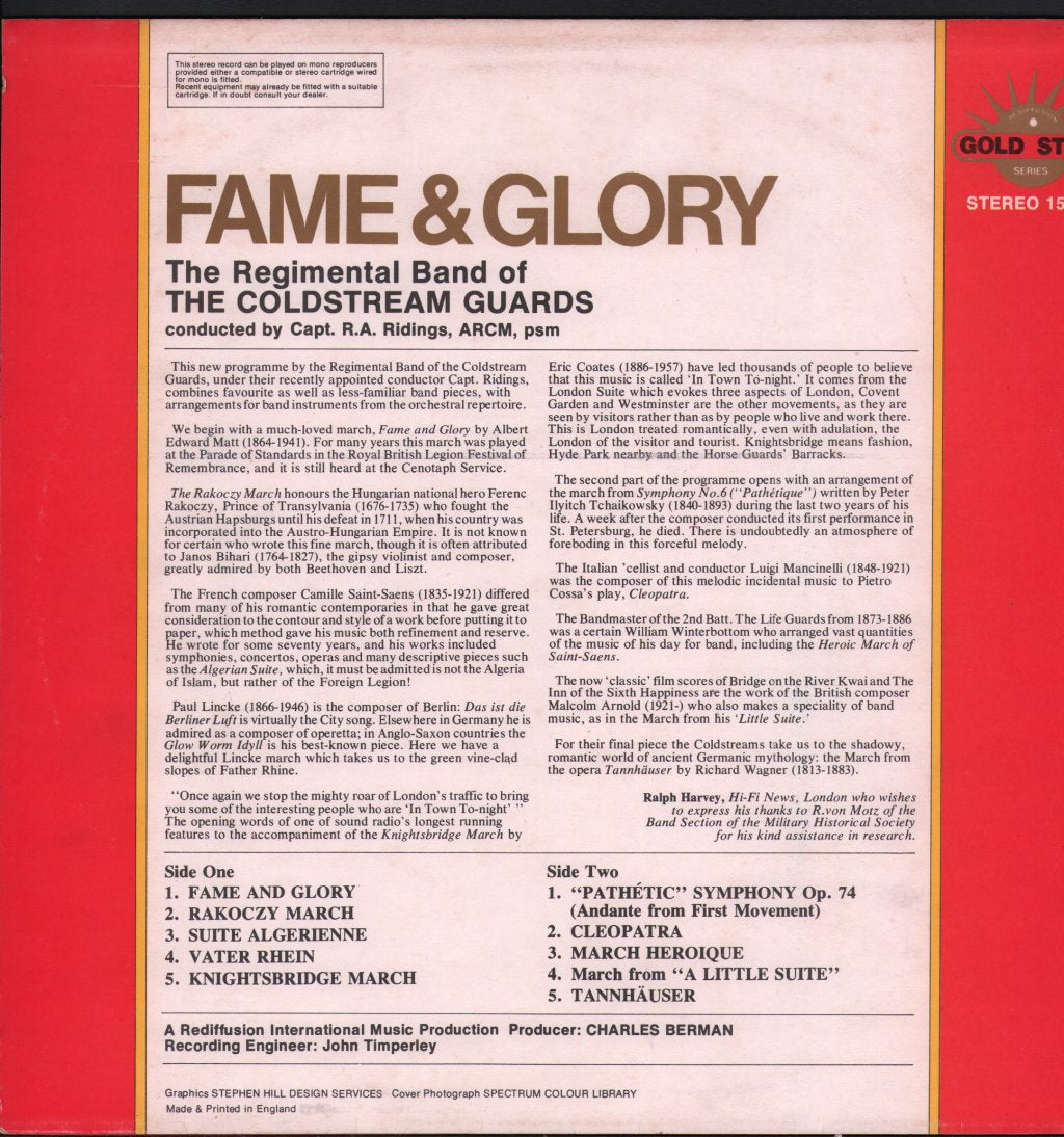 Regimental Band Of The Coldstream Guards - Fame And Glory - Lp