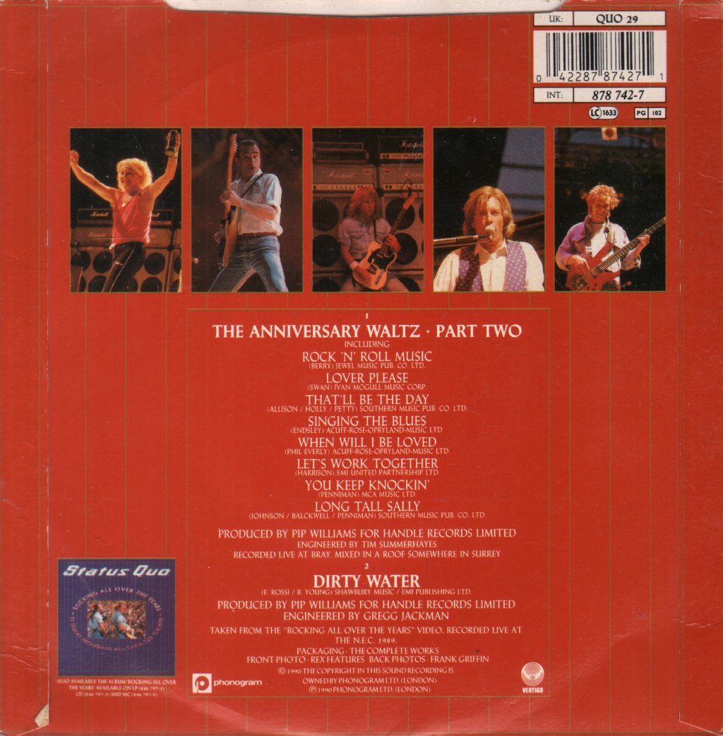 Status Quo - Anniversary Waltz (Part Two) - 7 Inch