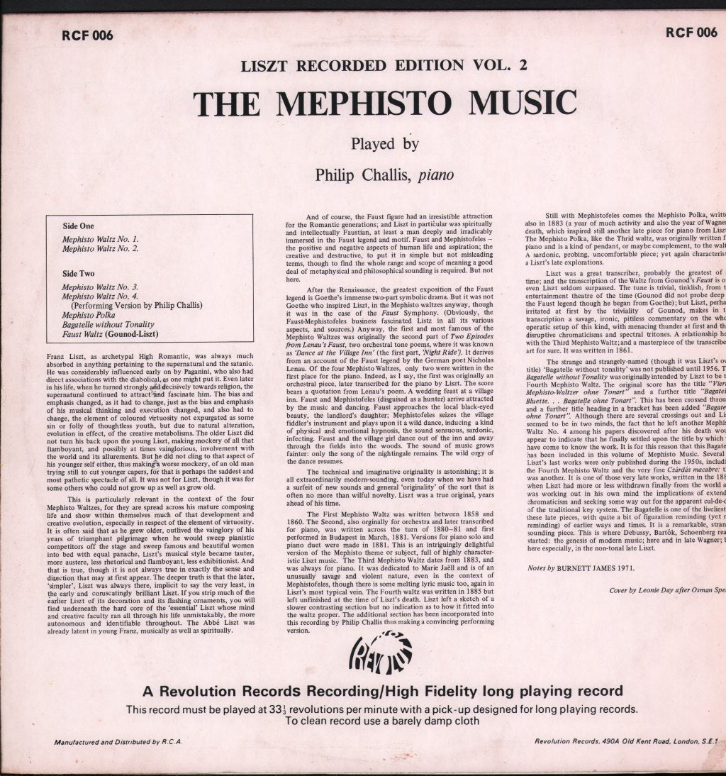 Philip Challis - Franz Liszt - Mephisto Music - Lp