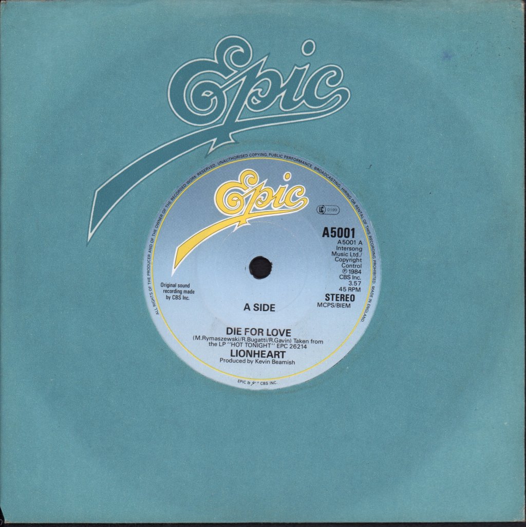 Lionheart (Rock/Metal Group) - Die For Love - 7 Inch