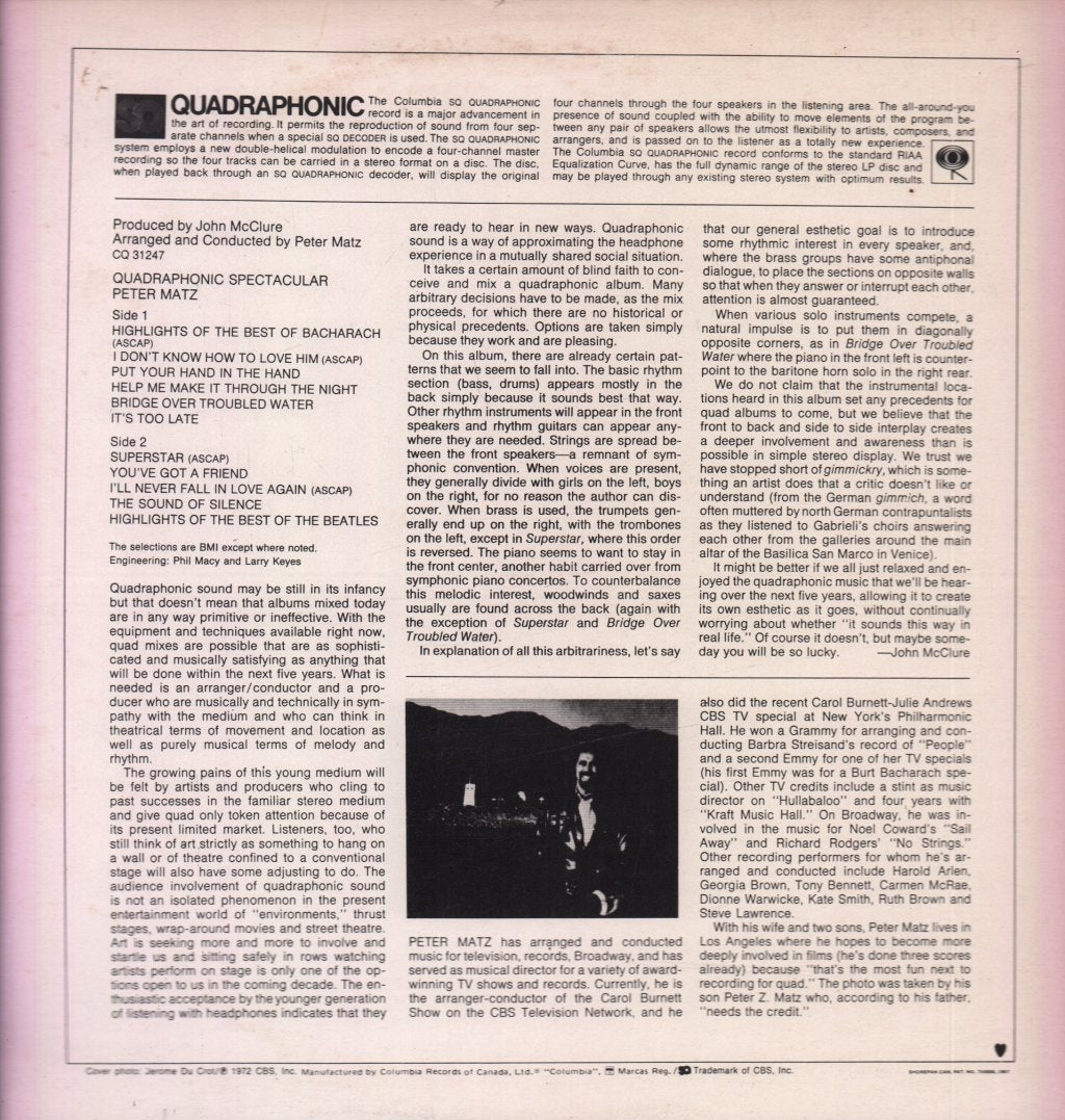 Peter Matz - Quadraphonic Spectacular - Lp