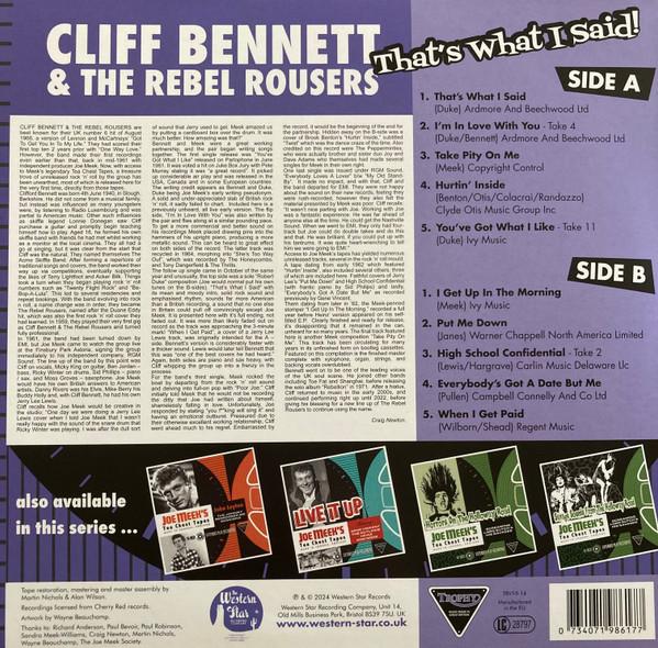 Cliff Bennett & The Rebel Rousers - Joe Meek’s Tea Chest Tapes: That's What I Said! - 10 Inch
