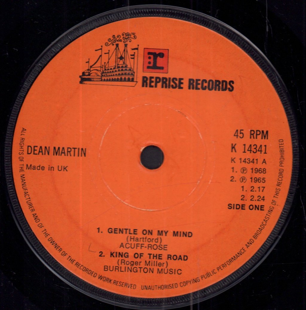 Dean Martin - Gentle On My Mind - 7 Inch