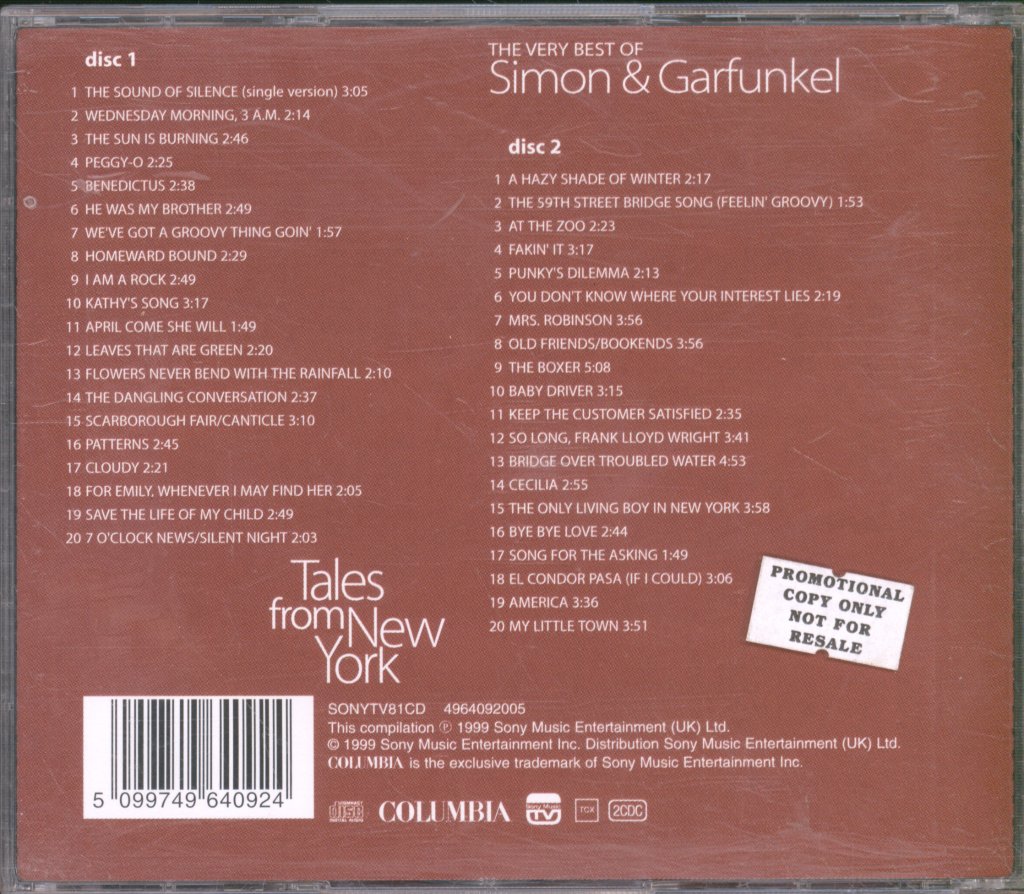 Simon & Garfunkel - Tales From New York: Very Best Of - Double Cd