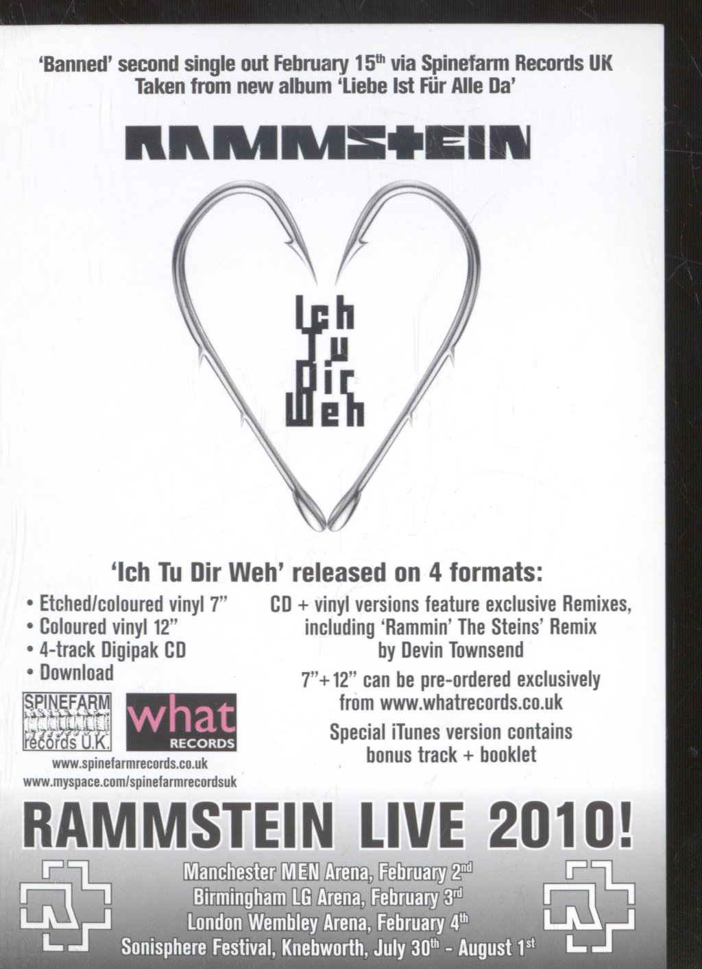 Rammstein - Ich Tu Dir Weh/Liebe Ist Fur Alle Da - Flyer