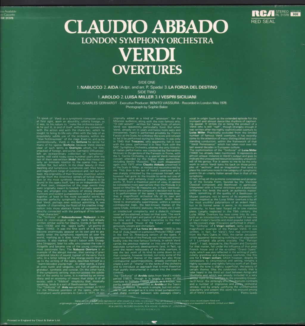 Claudio Abbado / London Symphony Orchestra - Verdi Overtures - Lp