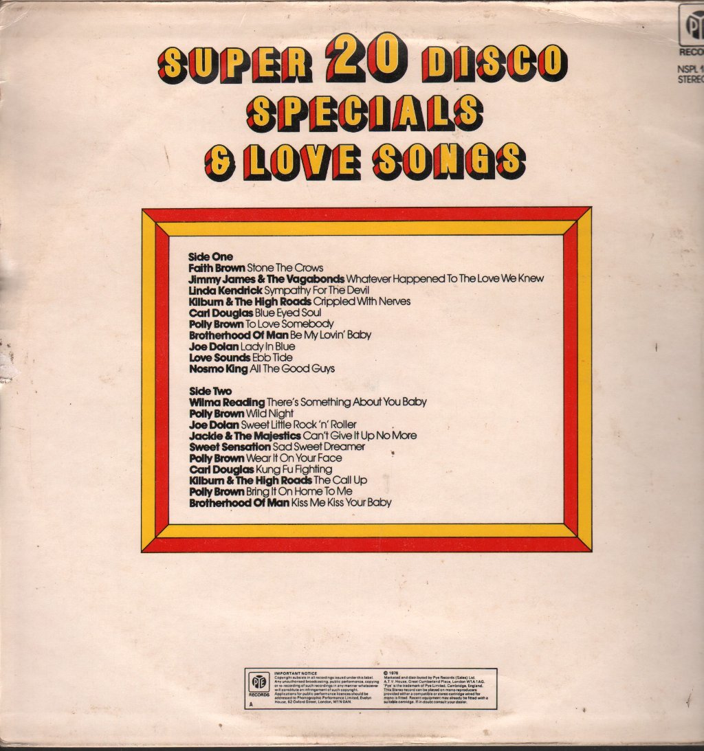Various Artists - Super 20 Disco Specials And Love Songs - Lp
