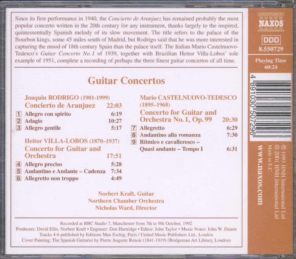 Norbert Kraft, Northern Chamber Orchestra, Nicholas Ward - Rodrigo - Concierto De Aranjuez / Guitar Concerto / Guitar Concerto No. 1 - Cd