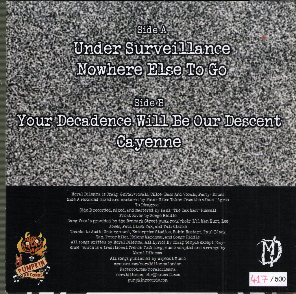 Moral Dilemma - Under Surveillance - 7 Inch