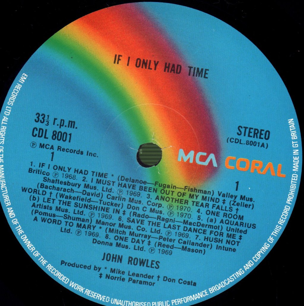 John Rowles - If I Only Had Time - Lp