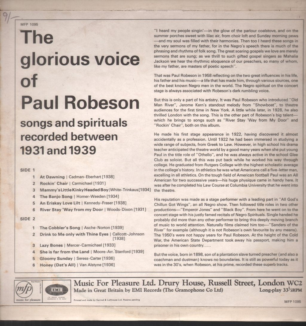 Paul Robeson - Glorious Voice Of - Lp